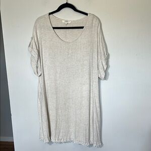Umgee‎ + line blend oversized relaxed short sleeve fringe hem dress